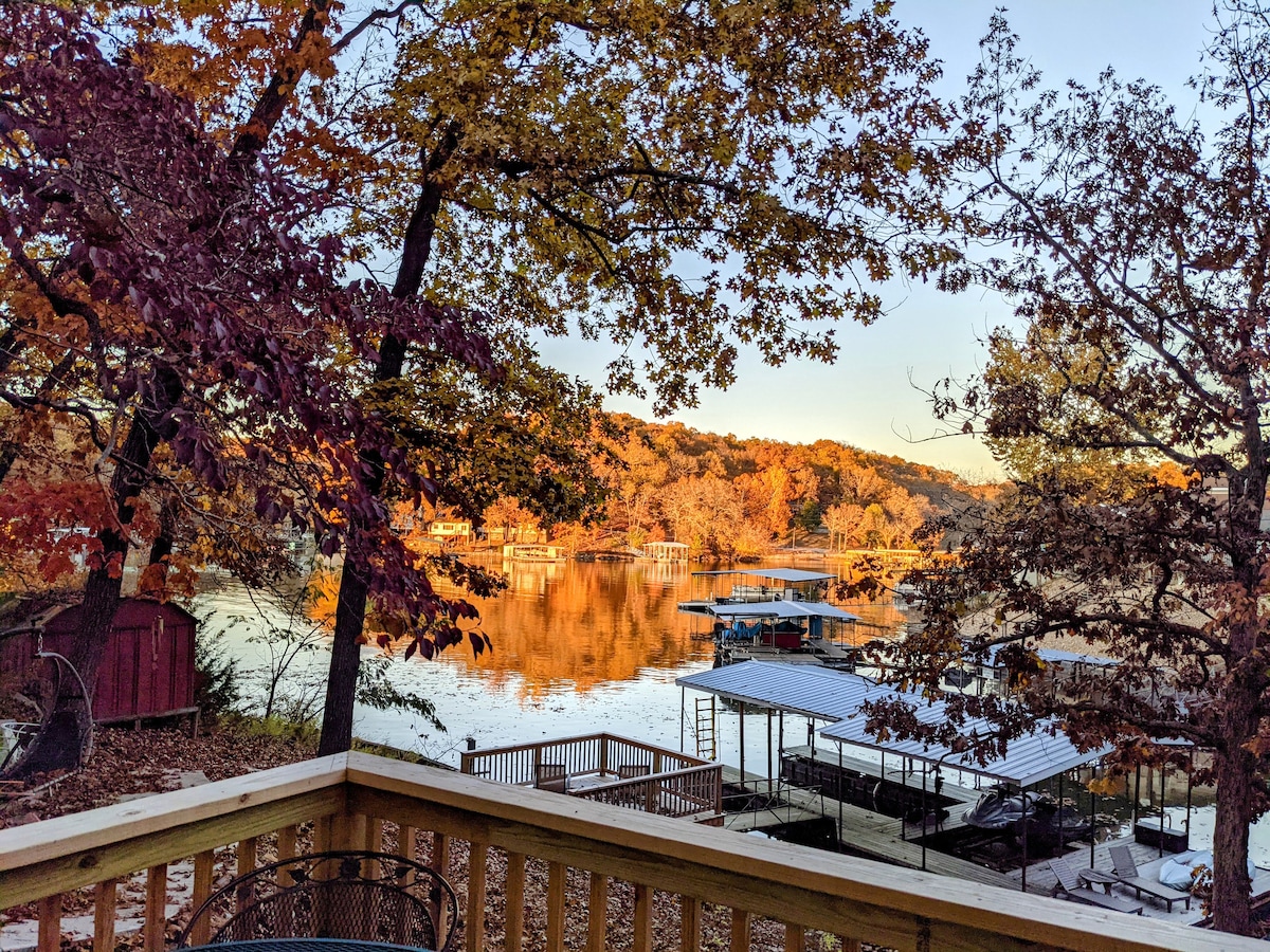 Views of the lake from the balcony during fall