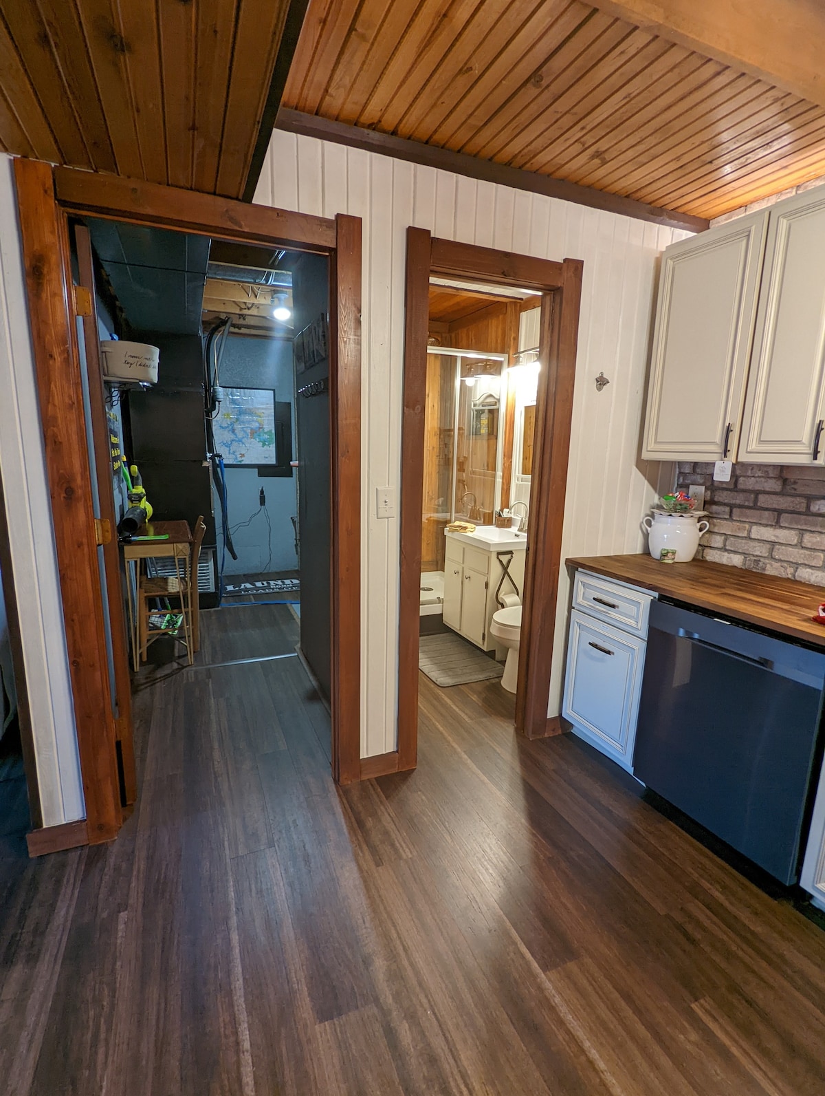 Bathroom and laundry room are by the kitchen